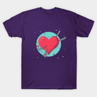 Heart pierced by korean chopsticks 2 T-Shirt